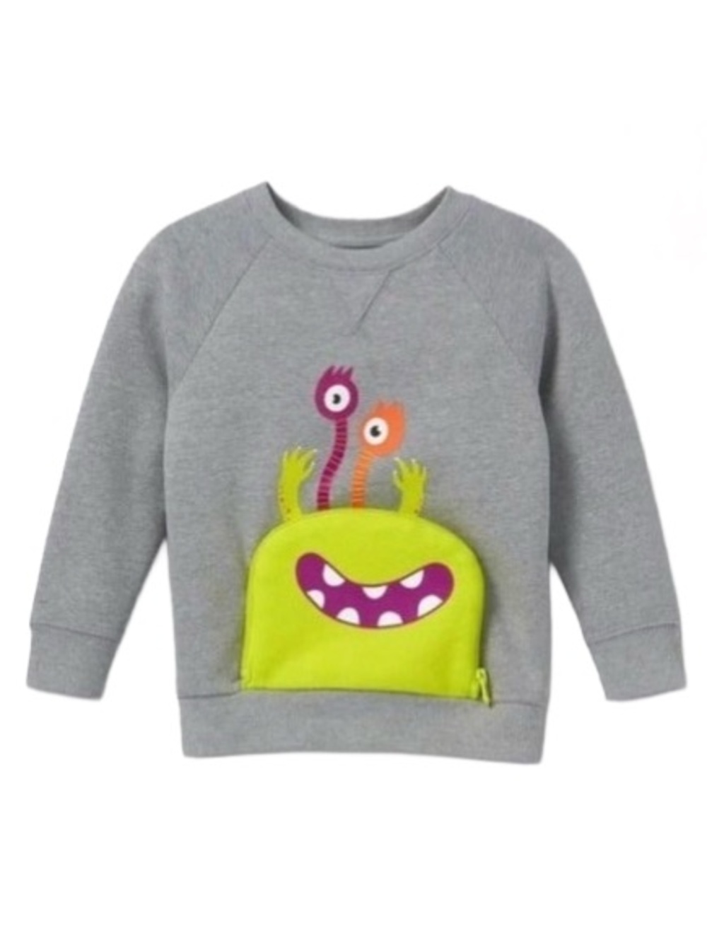 CAT & JACK MONSTER BELLY SWEATSHIRT - GRAY VARIOUS SIZES (NEW WITH TAGS) A10